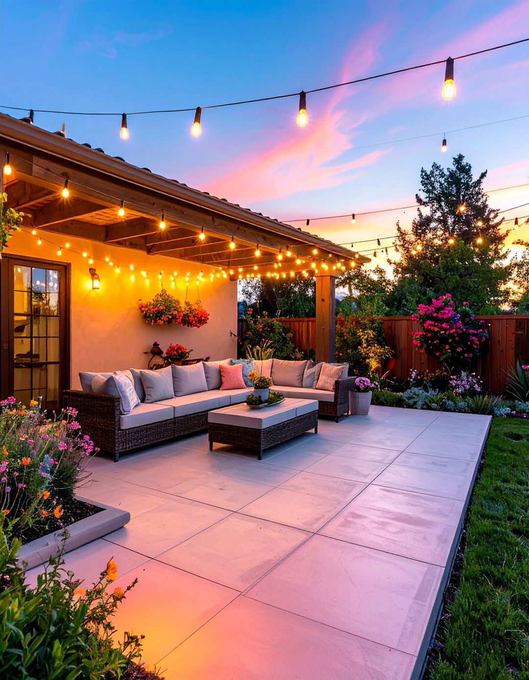 Ombre Sunset Gradient Painted Concrete Patio - 25 painted concrete patio ideas
