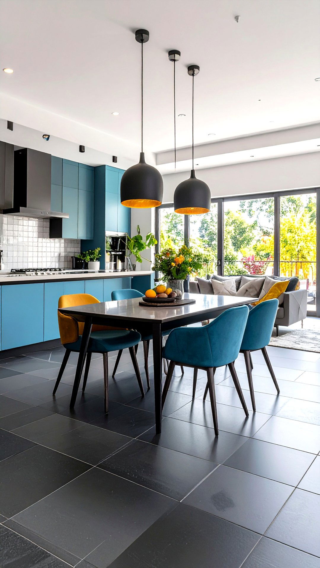 Ombre Tile Transition - 25 black floor kitchen ideas