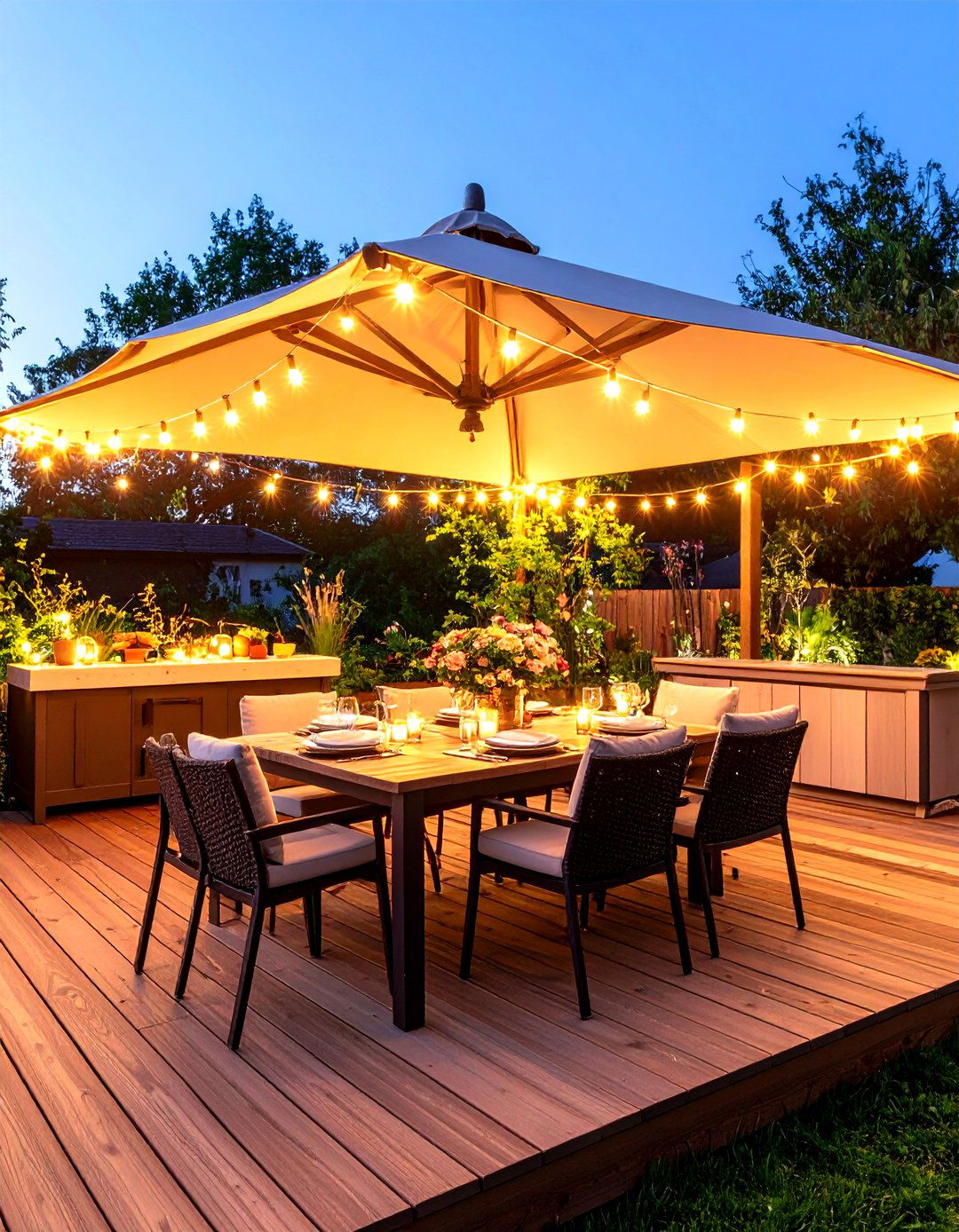 Open Air Dining Spot with Partial Deck Cover - 25 partially covered deck ideas