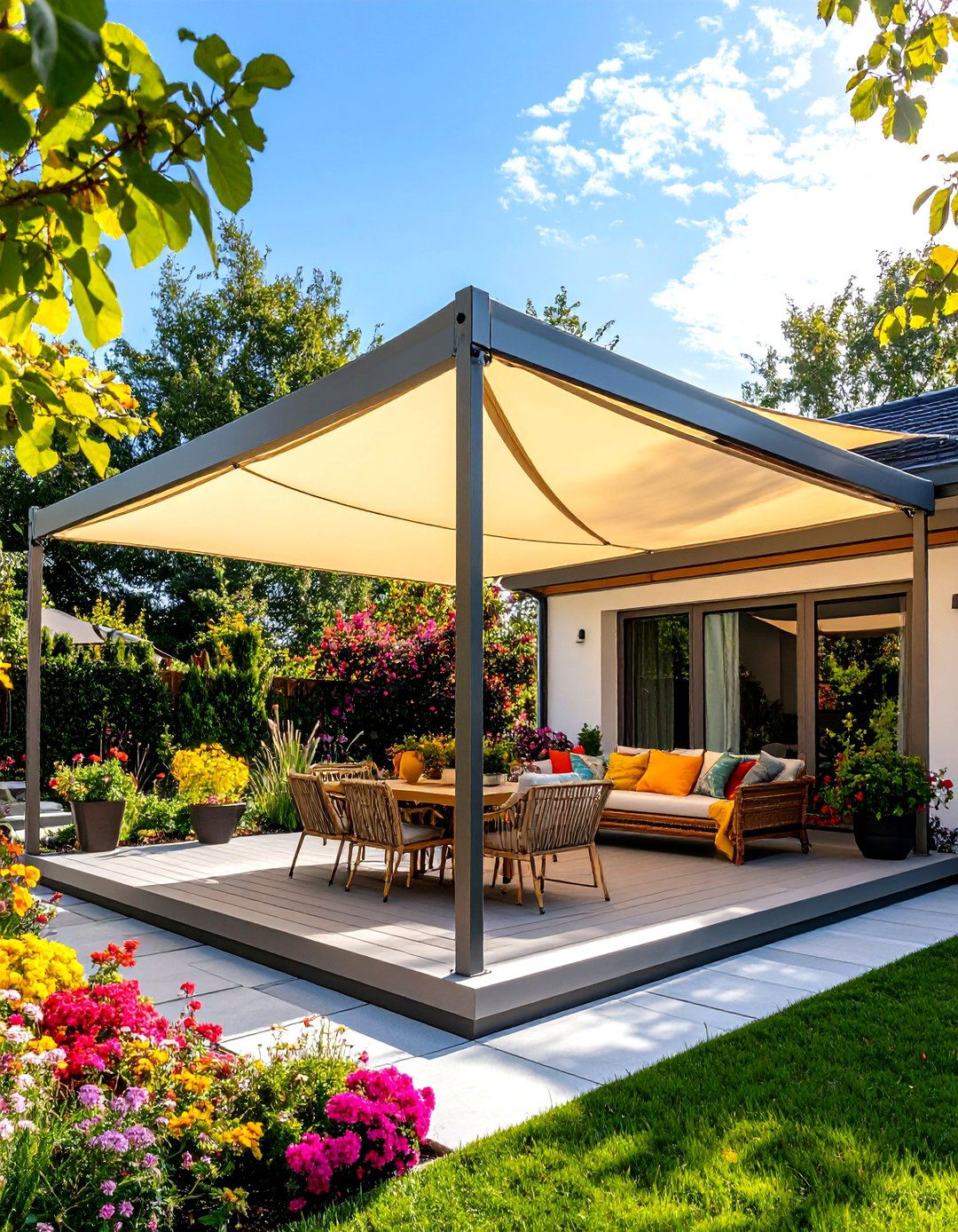 Open Air Shade Sail Porch Roof - 25 front porch roof ideas