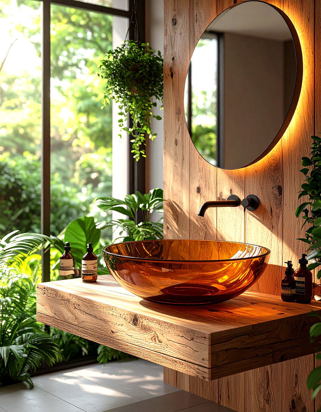 Orange Glass Vessel Sink Statement - 25 orange bathroom ideas