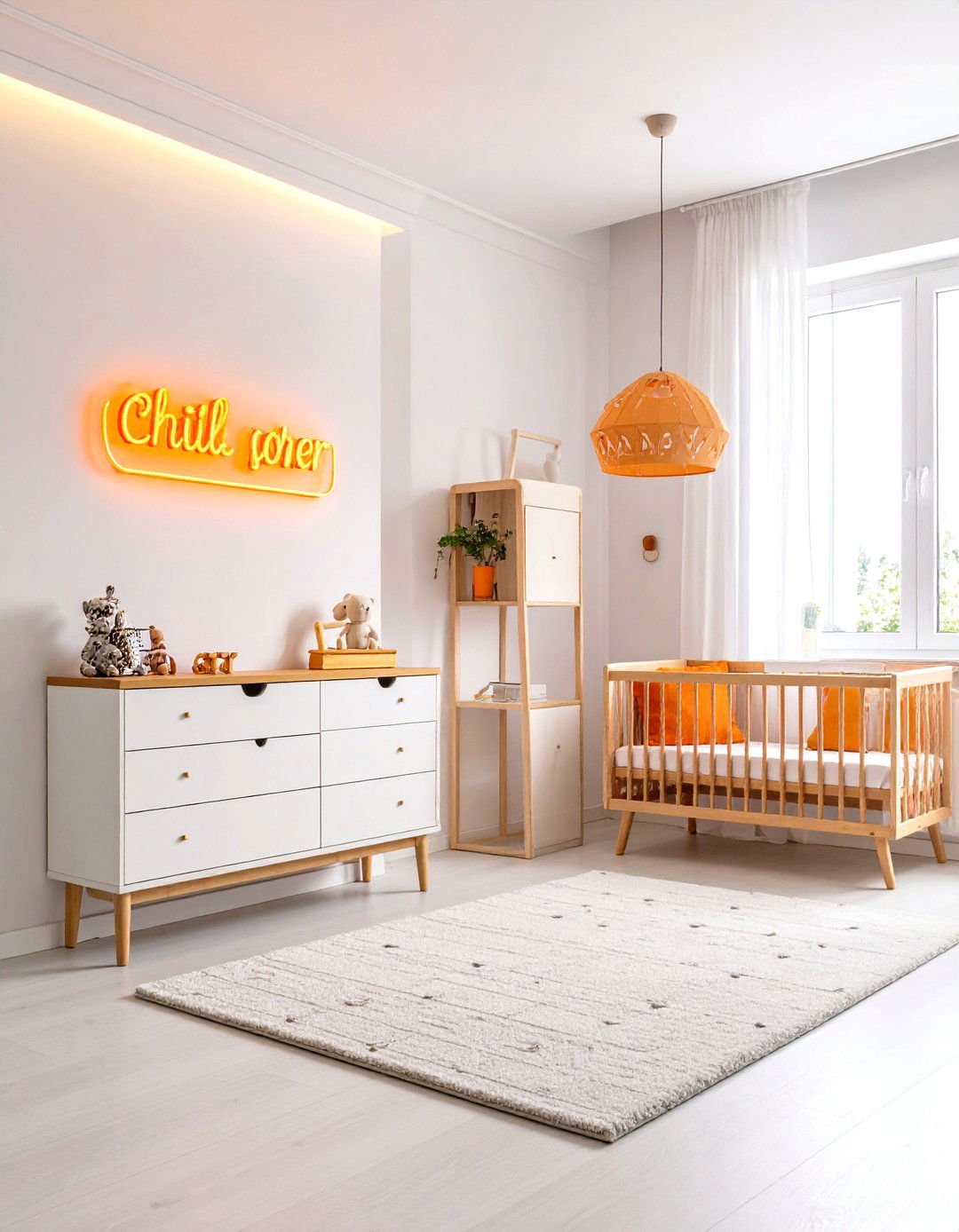 Orange Neon Sign as Whimsical Lighting - 25 orange room ideas