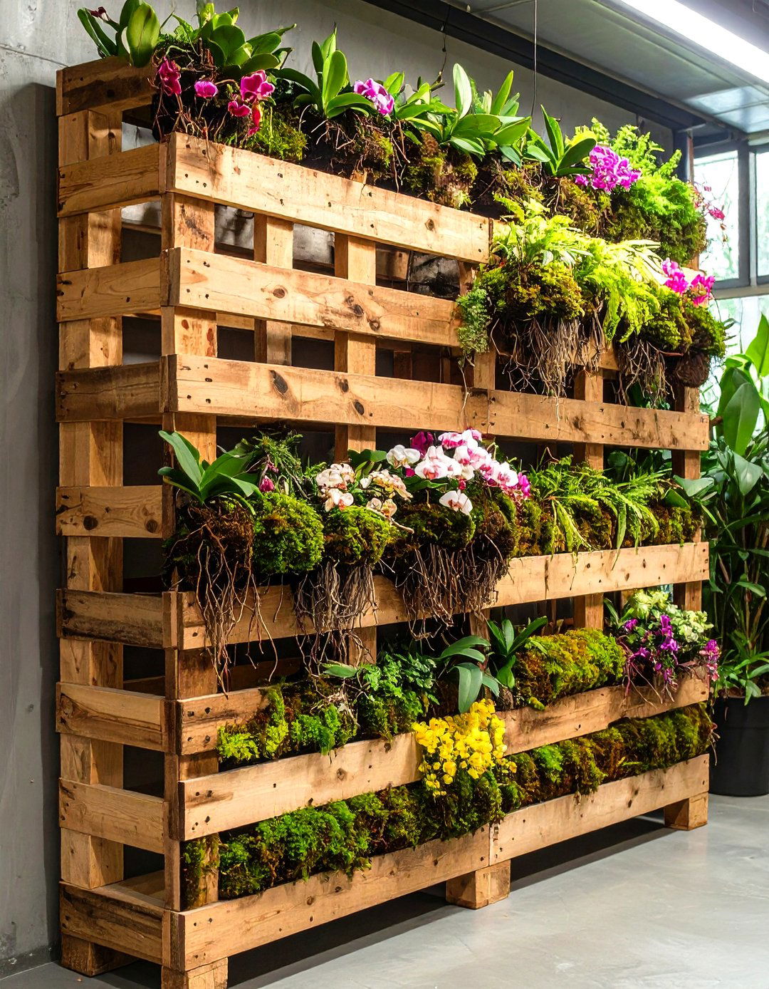 Orchid Mount Pallet Wall - 25 pallet garden ideas