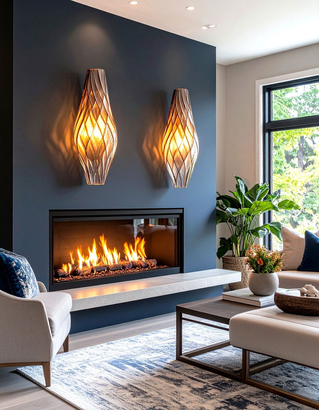 Organic Ripple Glass Fireplace Sconces - 25 fireplace sconces ideas