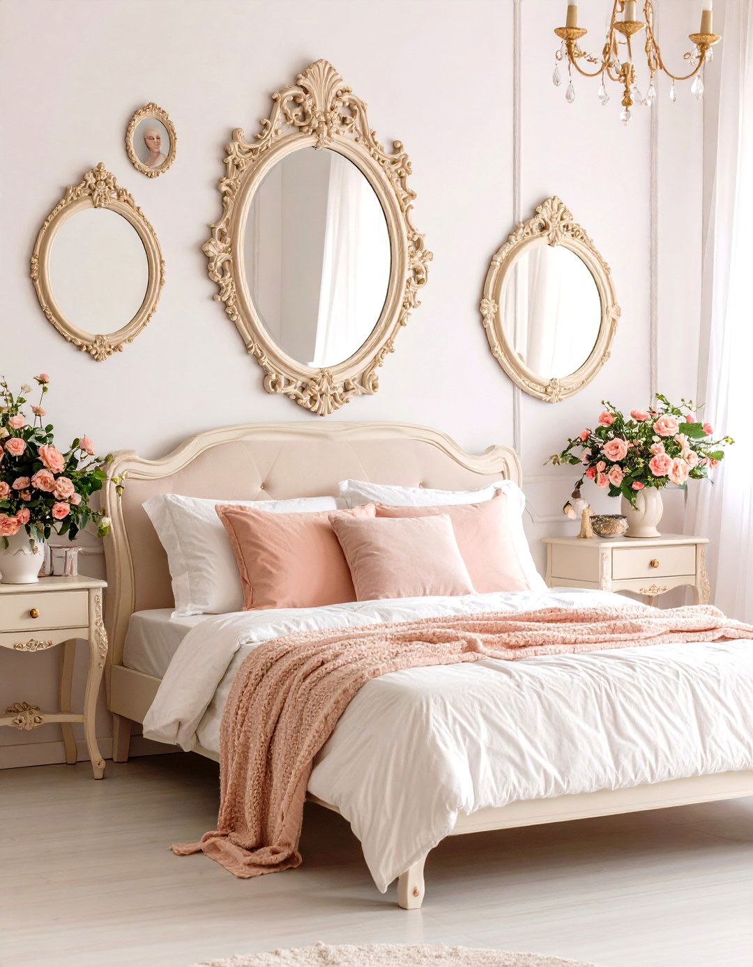 Ornate Mirrors and Cameo Frames in Pastels - 25 pastel goth bedroom ideas