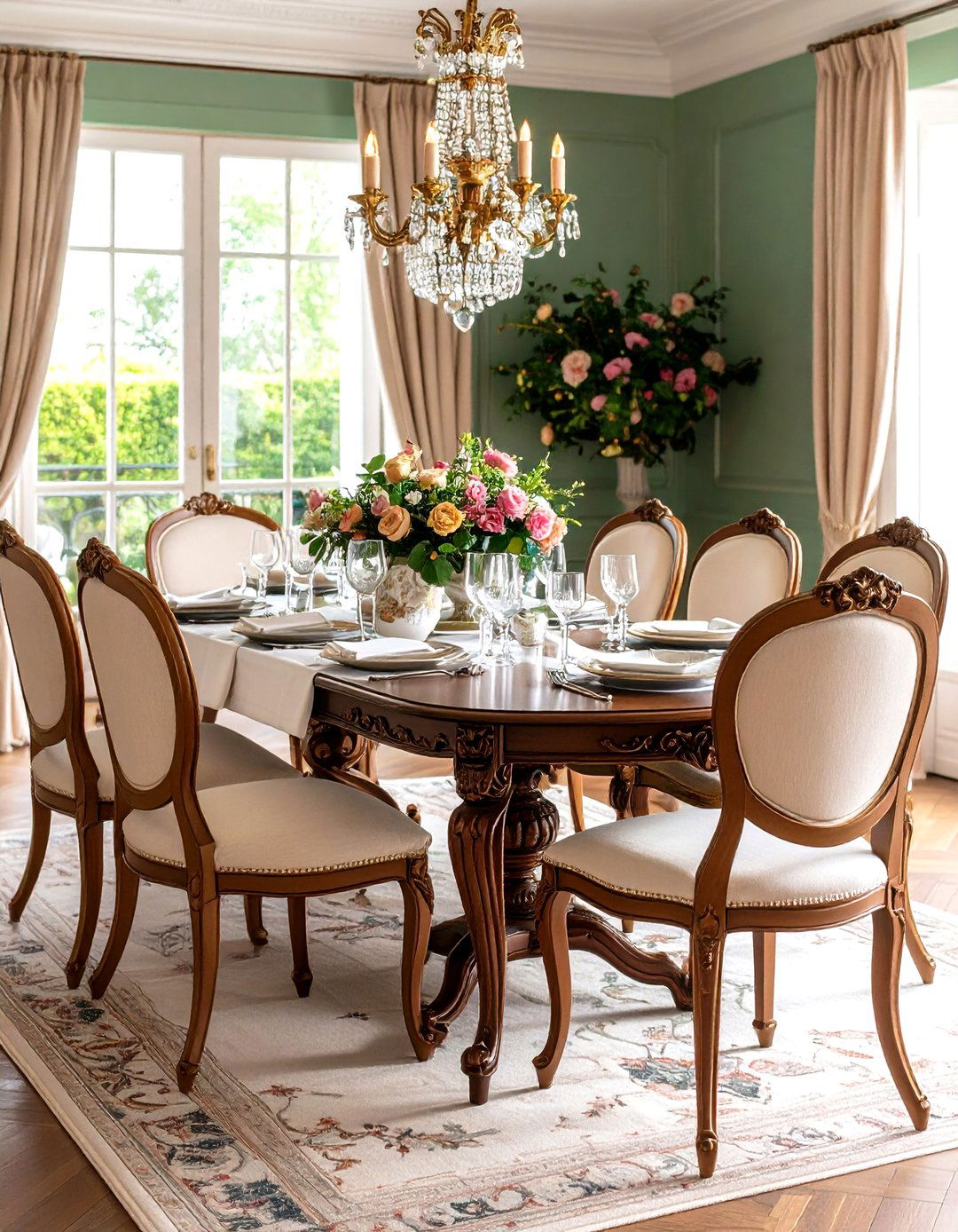Ornate Wooden Dining Room Table for Classic Parisian Elegance - 25 parisian dining room ideas