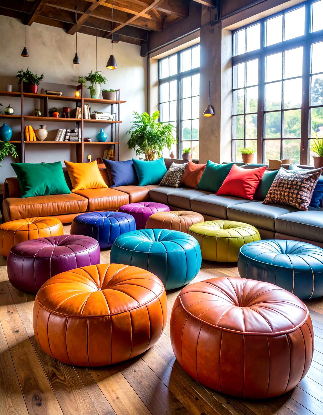 Ottoman Poufs for Mobile Comfort - 25 man cave seating ideas