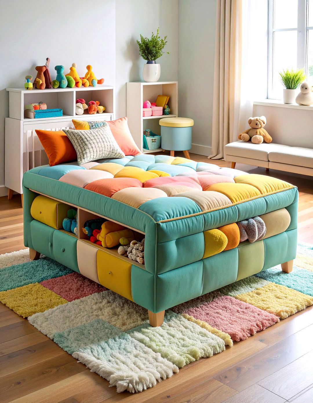 Ottoman with Hidden Compartment - 25 nursery storage ideas