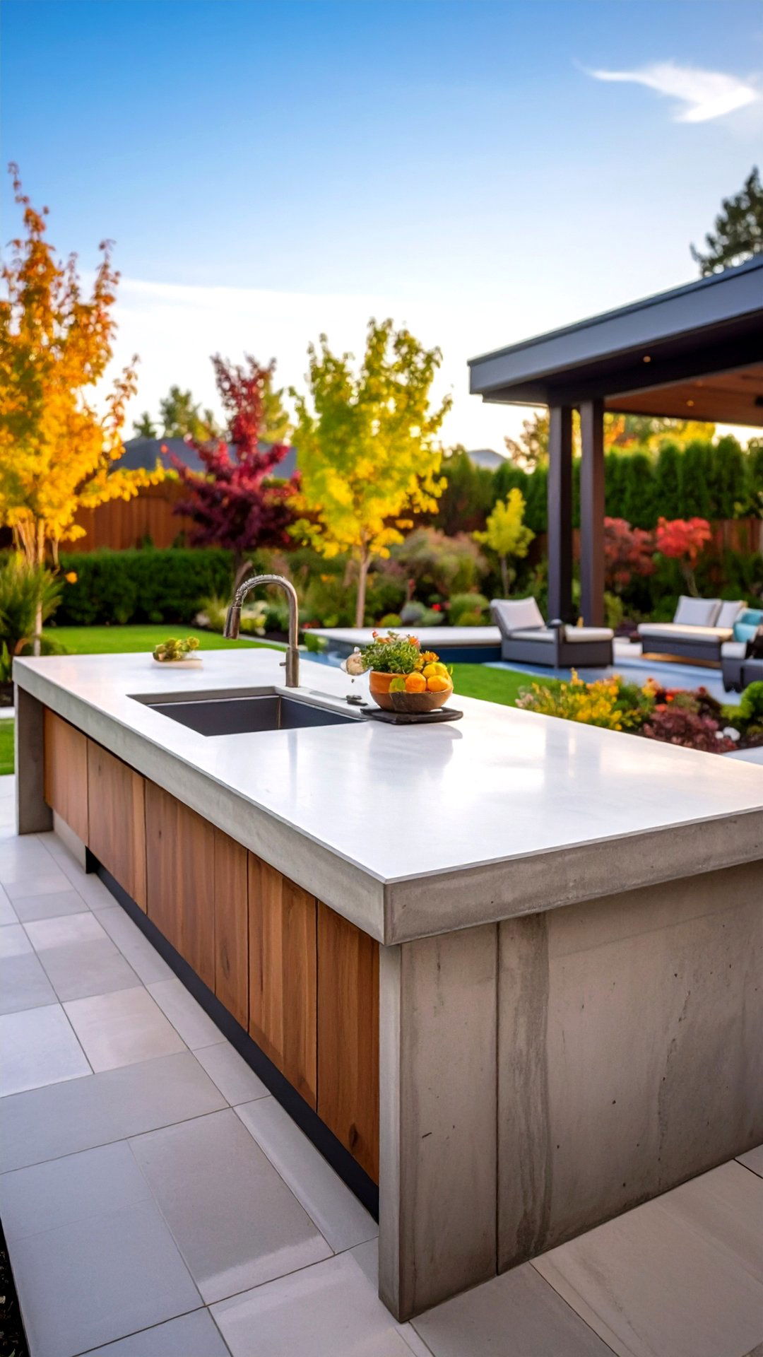Outdoor Concrete Countertop Formulated for UV and Freeze - 25 concrete countertop ideas