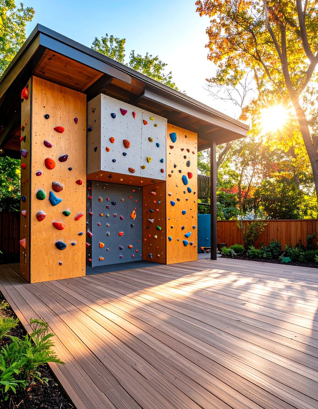 Outdoor Gym With Climbing Wall and Bouldering Ledge - 25 outdoor gym ideas