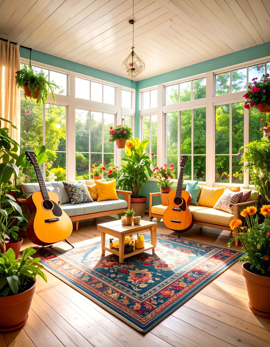 Outdoor Inspired Sunroom Music Room - 25 music room ideas