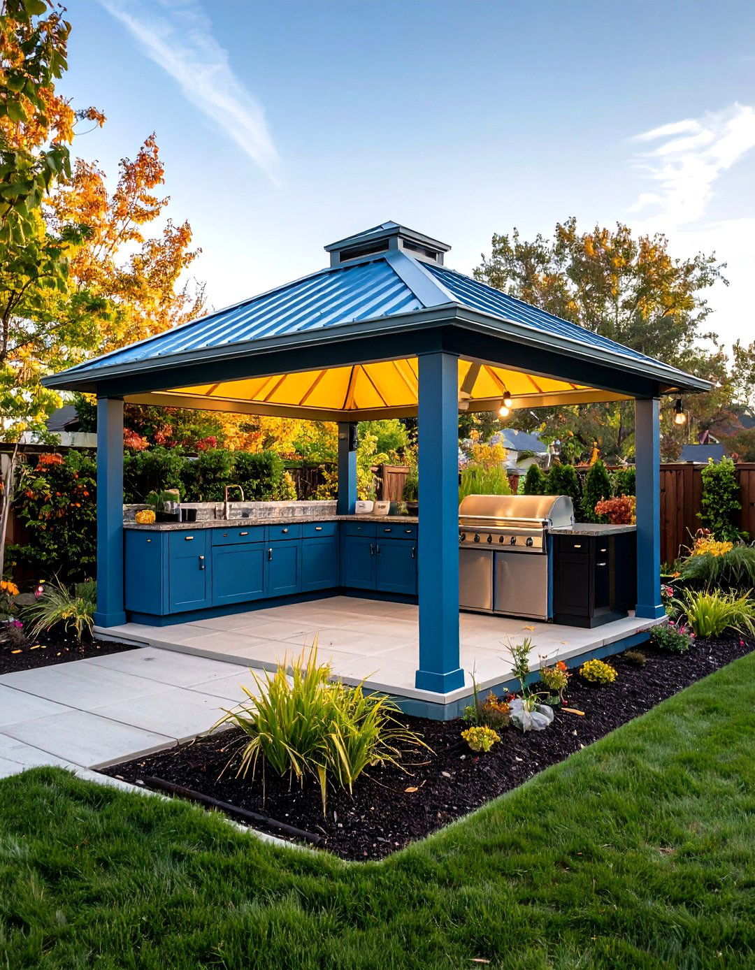 Outdoor Kitchen Gazebo with Built In Storage and Protective Covers - 25 outdoor kitchen with a gazebo ideas