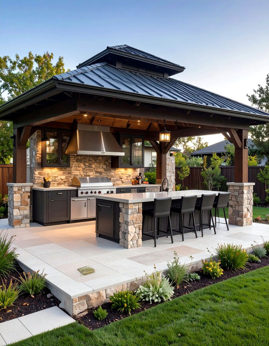 Outdoor Kitchen Gazebo with Dedicated Vent Hood for Safe Grilling - 25 outdoor kitchen with a gazebo ideas