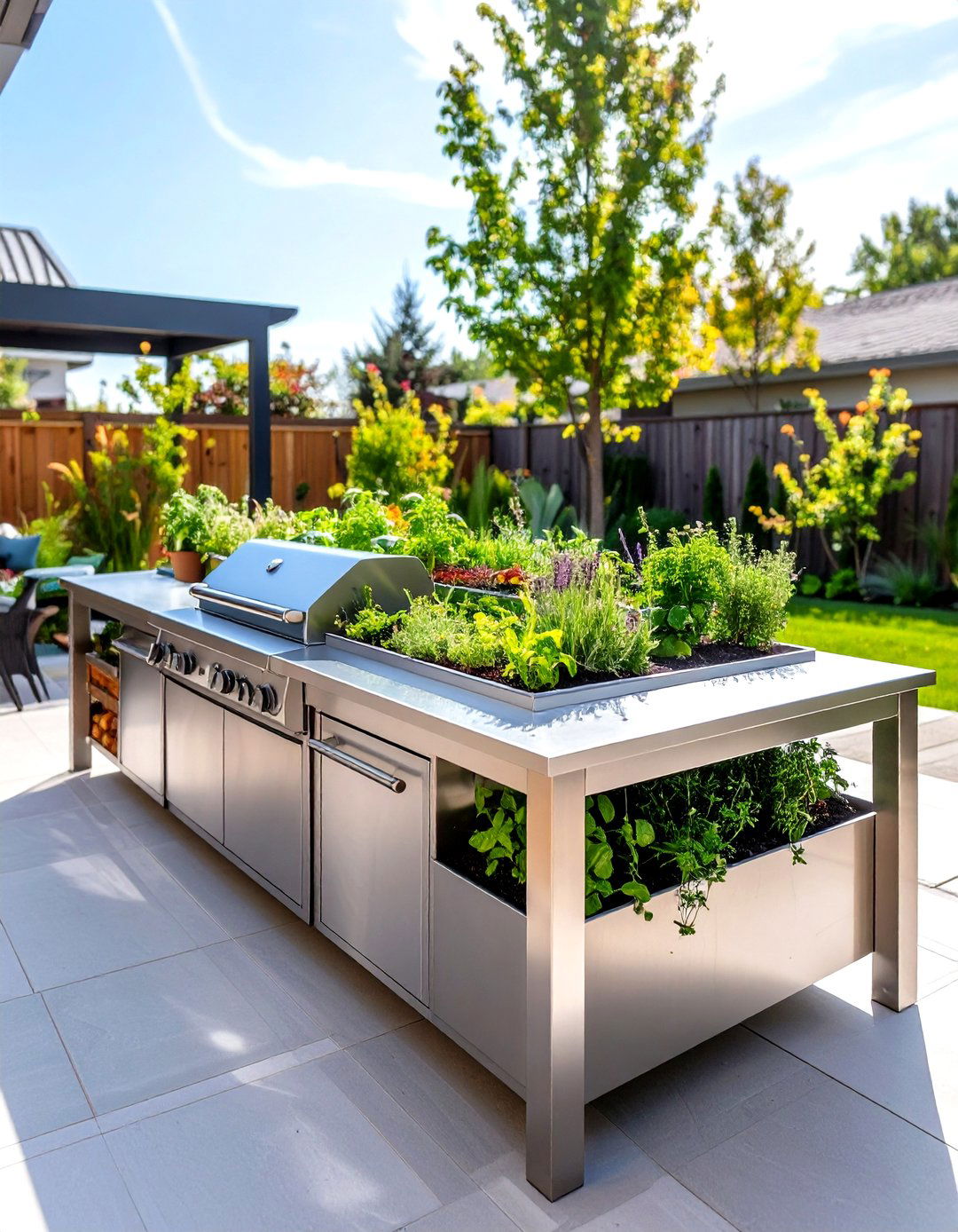 Outdoor Kitchen Island With Built In Herb Planters - 25 outdoor kitchen island ideas