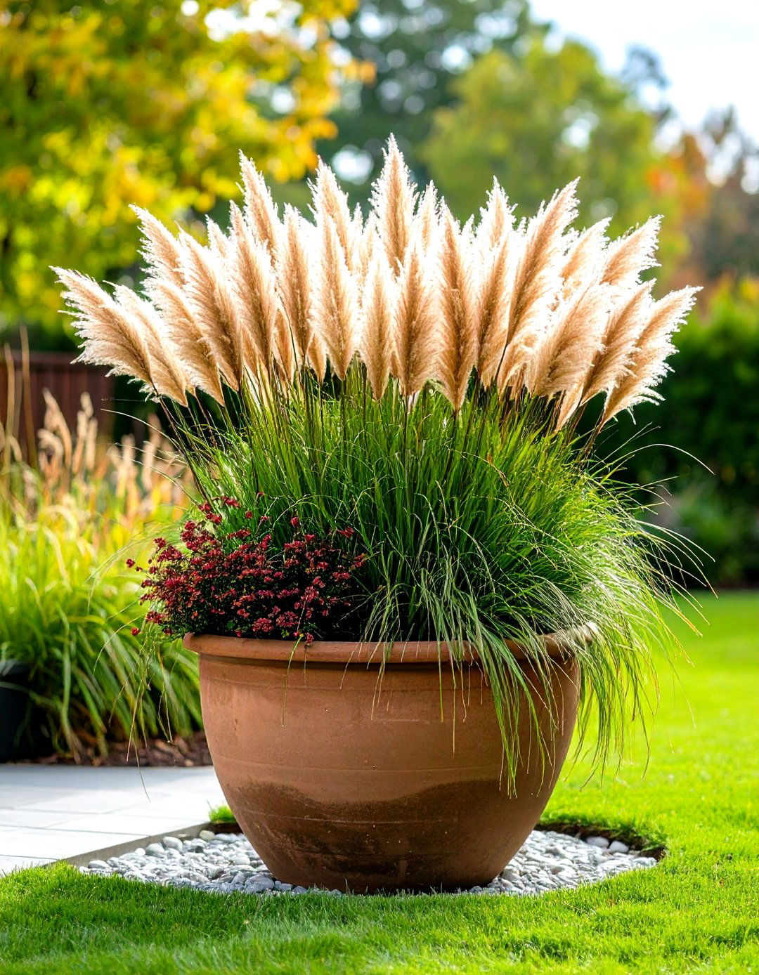 Outdoor Patio Planter Featuring Live Pampas Grass - 25 pampas grass decor ideas
