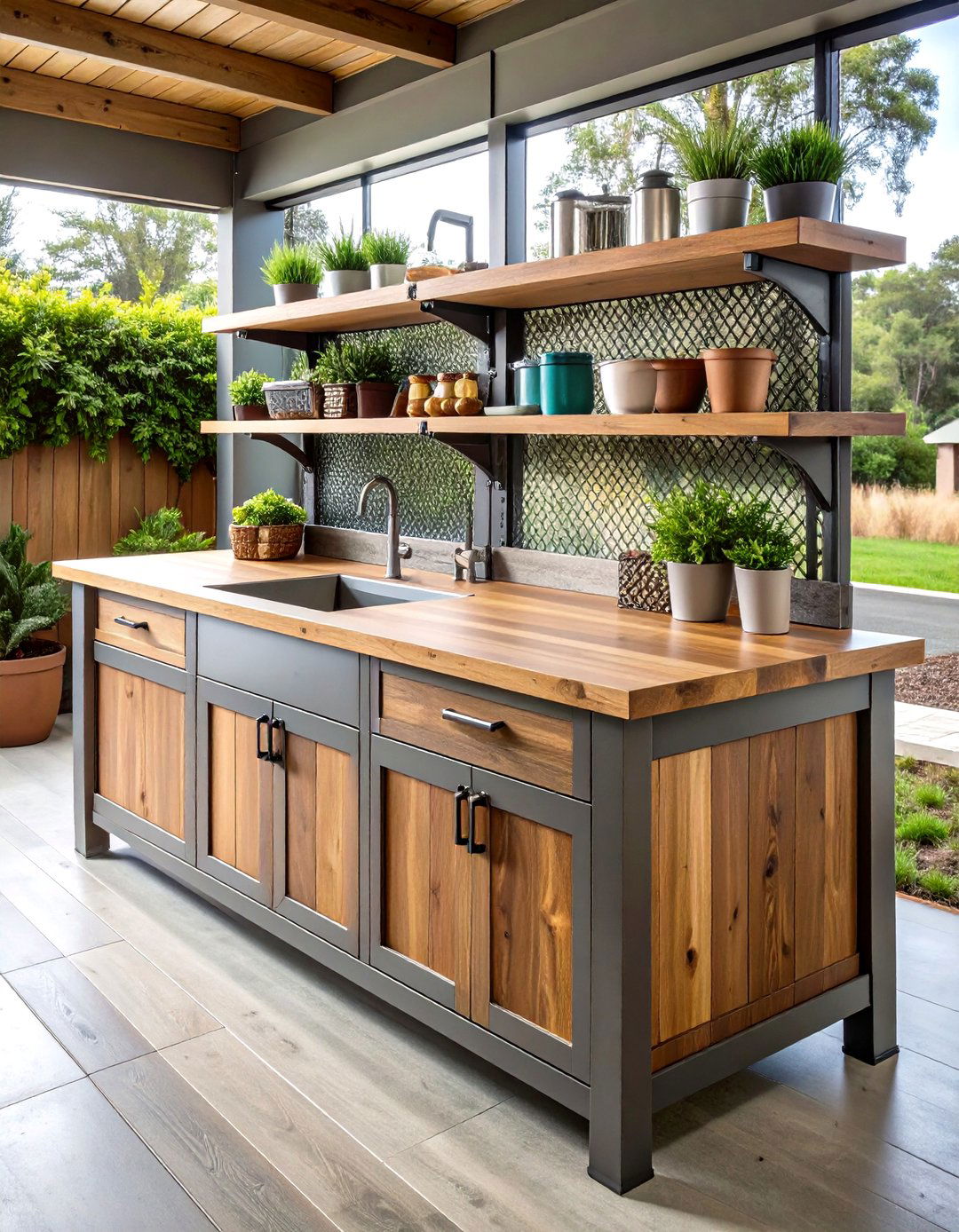 Outdoor Ready Garage Workbench with Weatherproof Finish - 25 garage workbench ideas