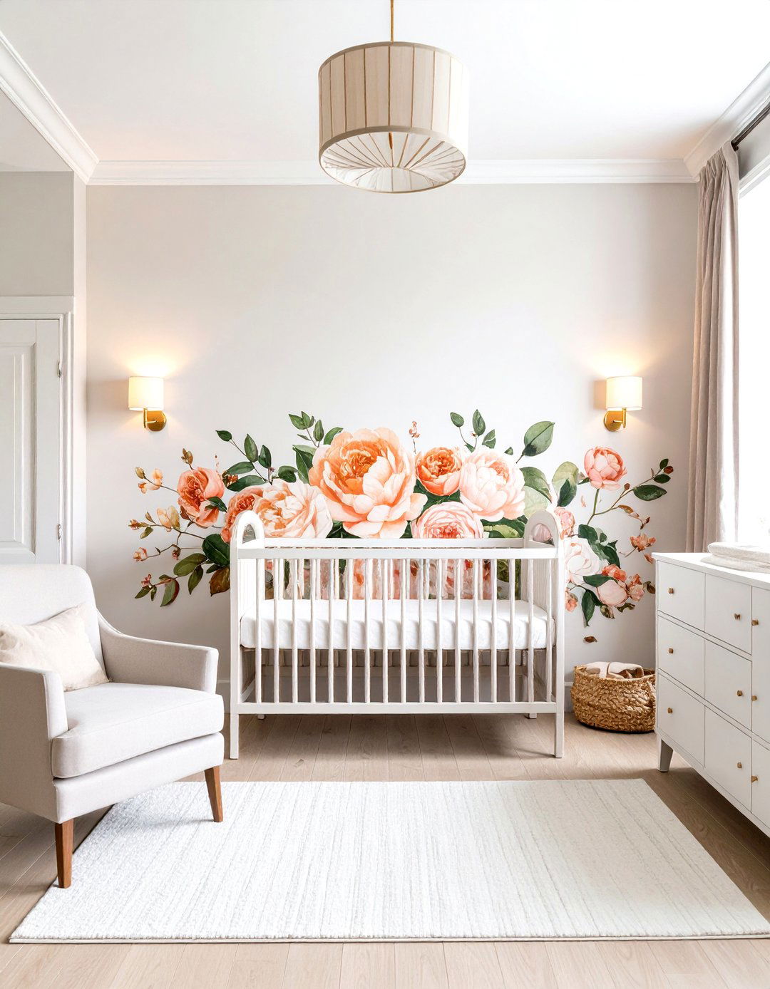 Oversized Floral Mural Nursery Focal Wall - 25 floral nursery ideas