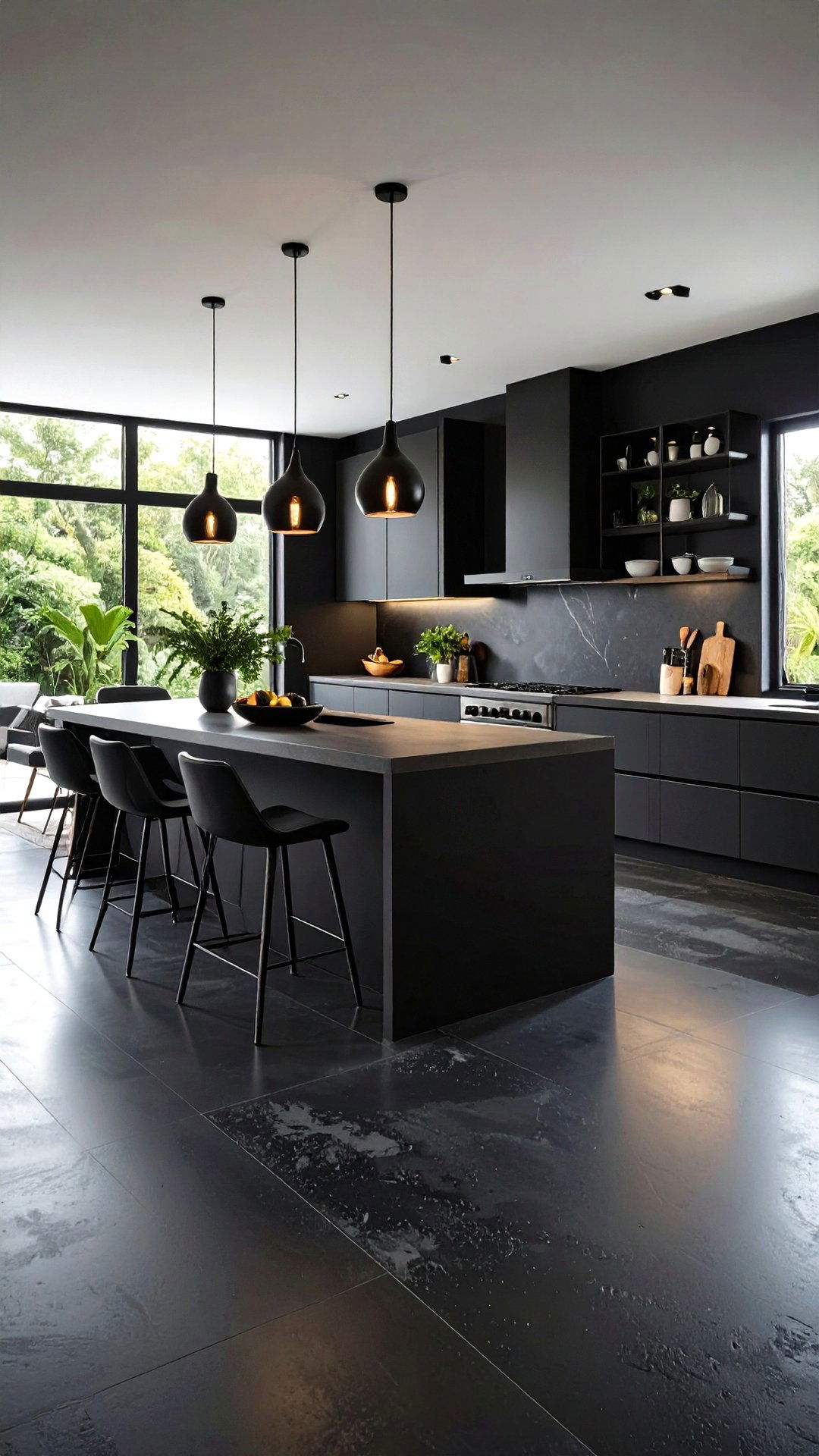 Oxide Stained Concrete Cloud - 25 black floor kitchen ideas