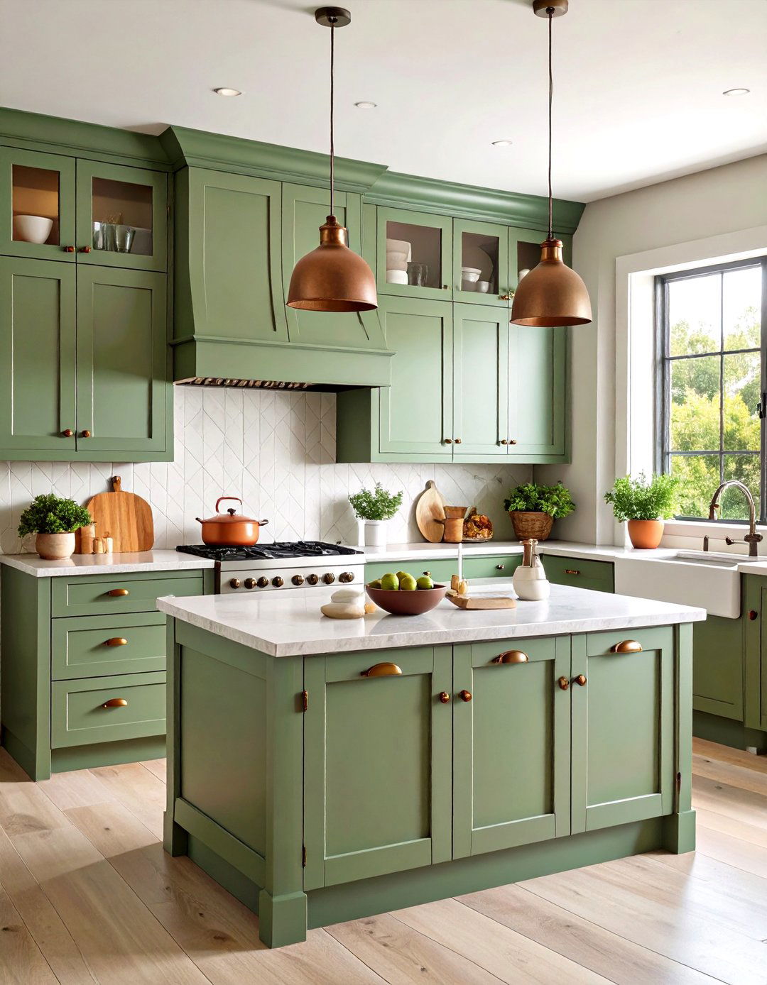 Paint Cabinets Sage Green for Soft Color - 25 farmhouse kitchen ideas