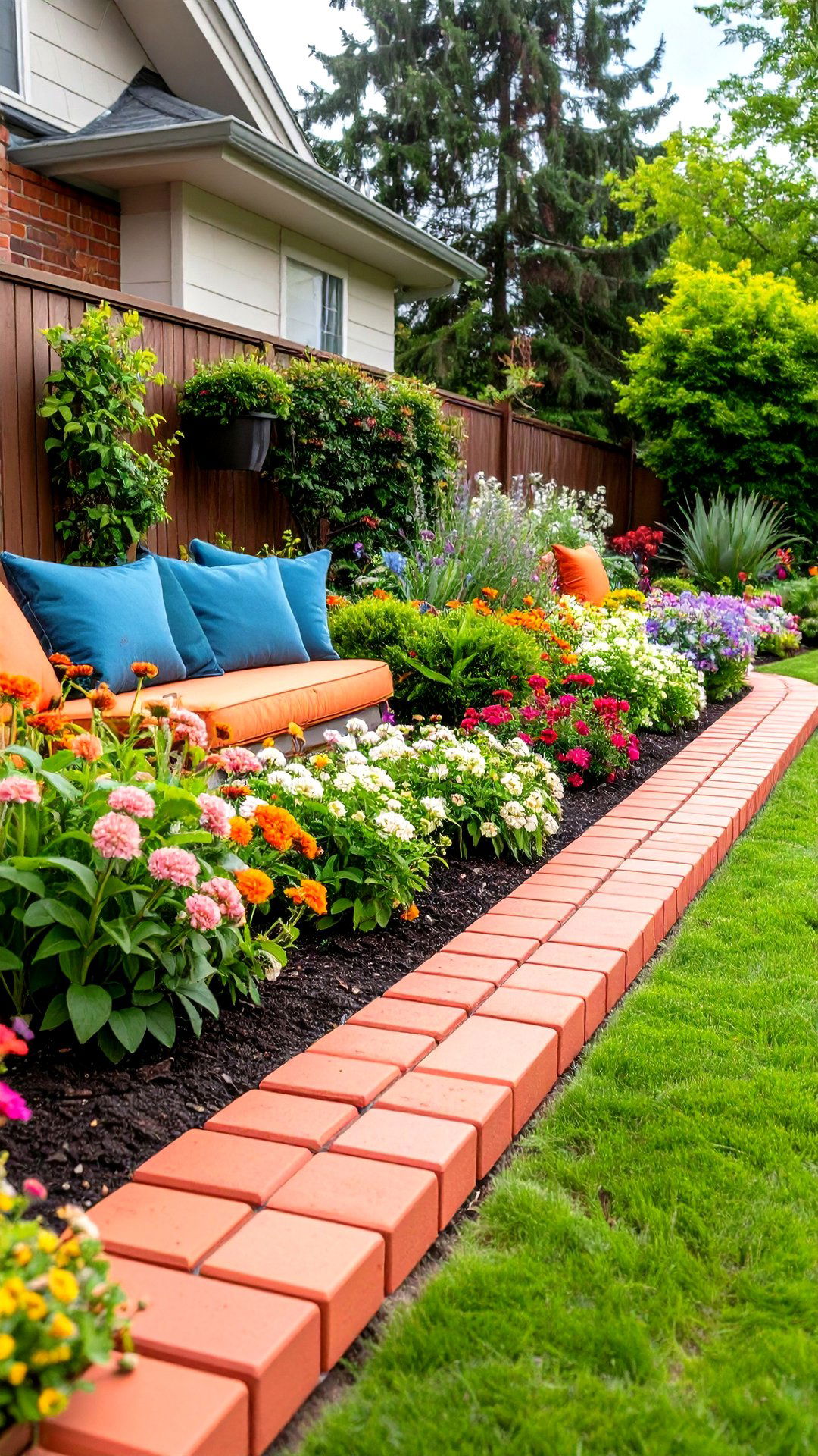 Painted Brick Edging Color Pop - 25 brick edging ideas