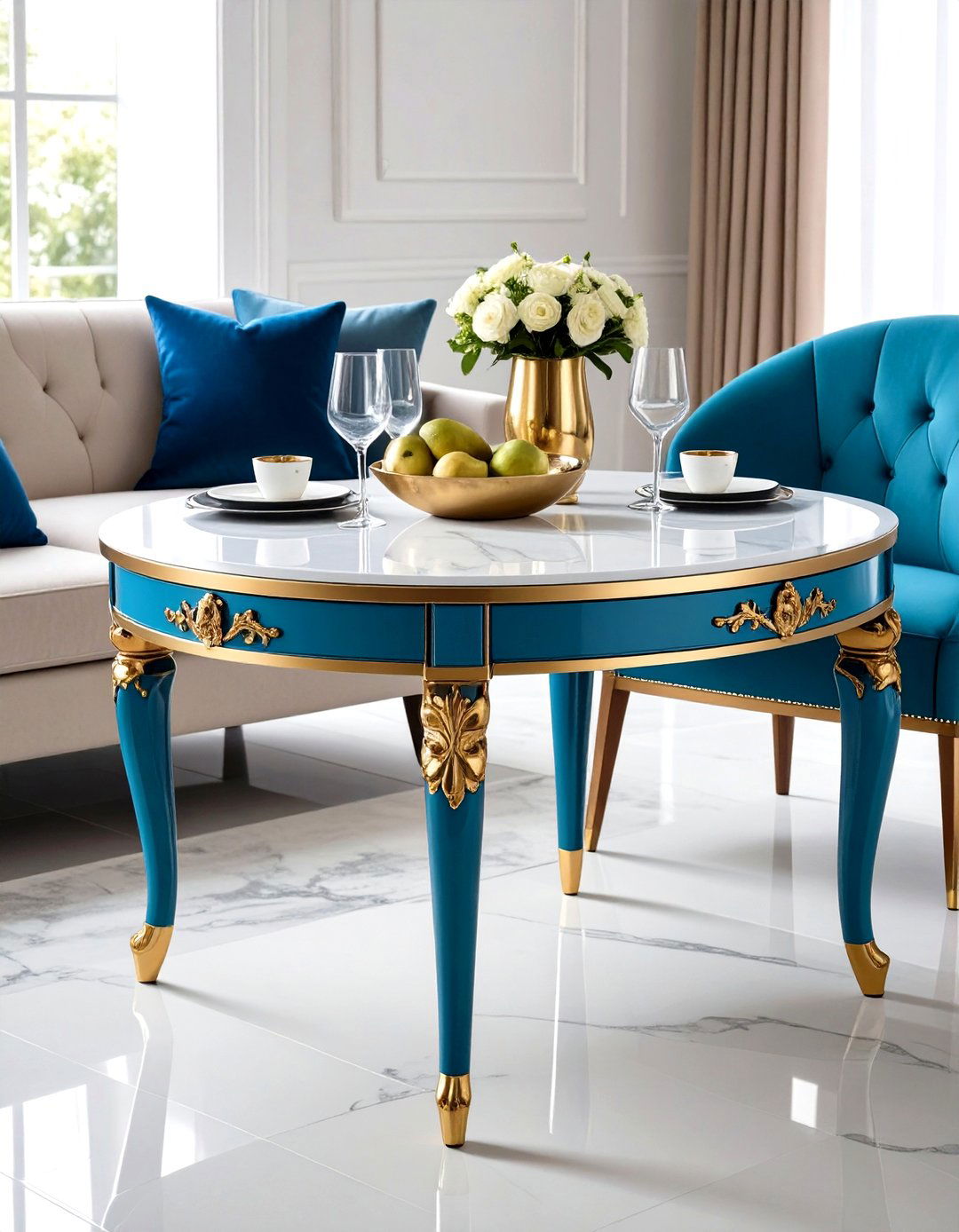 Painted Furniture Accent Table with Metallic Accents - 25 painted furniture ideas