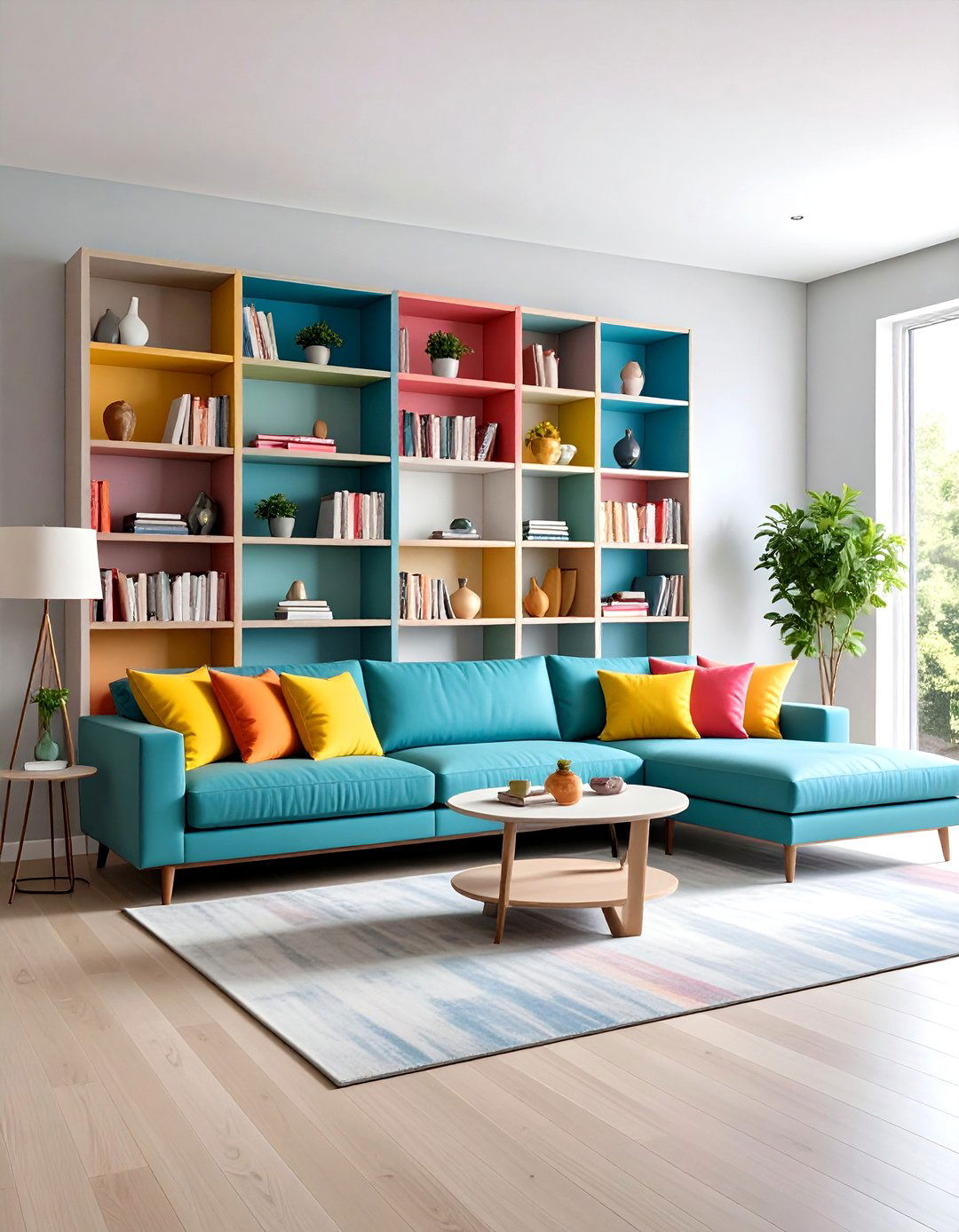 Painted Furniture Bookshelf in Abstract Art Style - 25 painted furniture ideas