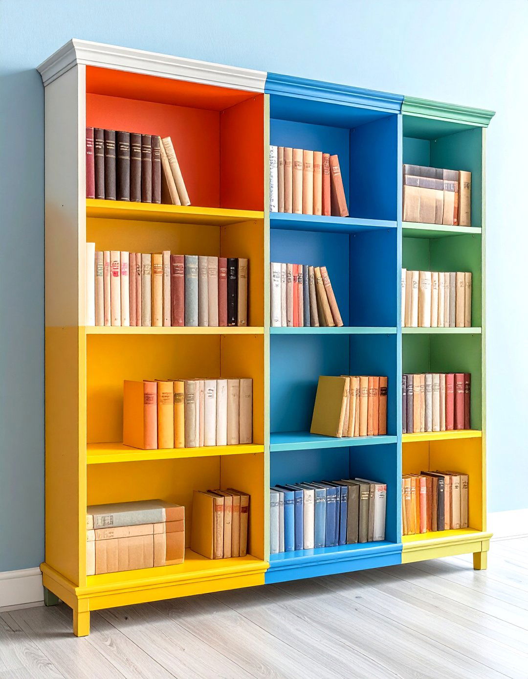 Painted Furniture Bookshelf with Classic Horizontal Stripes - 25 painted furniture ideas