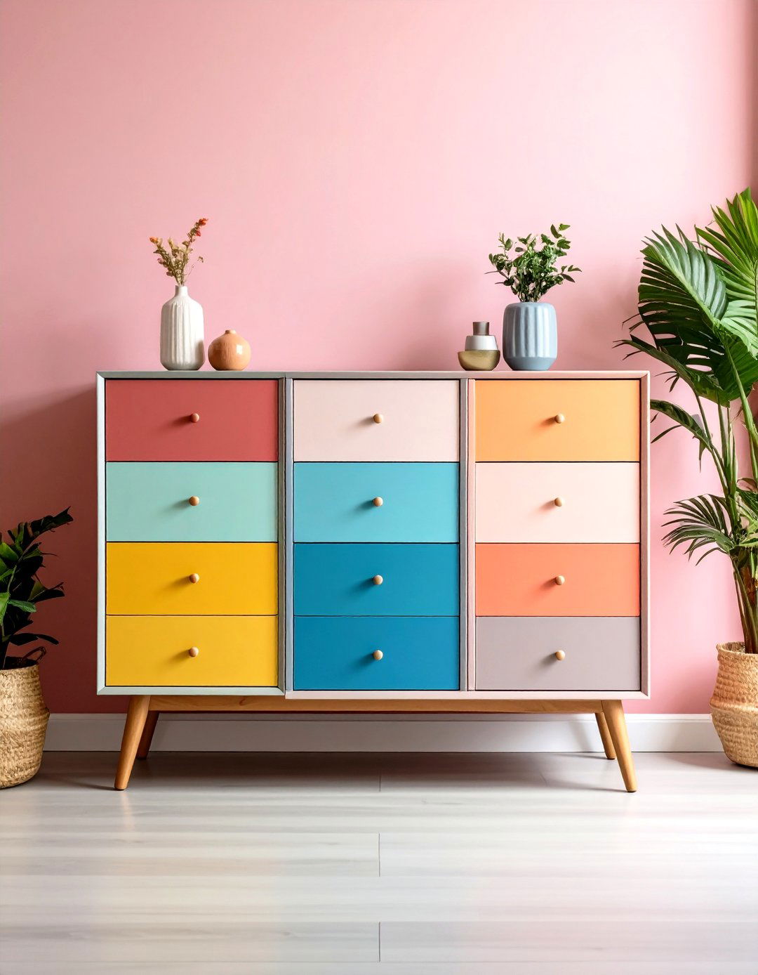 Painted Furniture Chest of Drawers with Ombre Effect - 25 painted furniture ideas