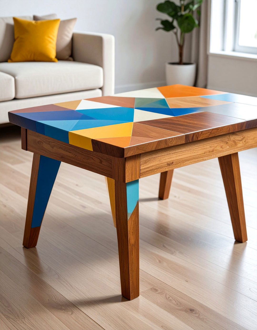 Painted Furniture Coffee Table with Geometric Patterns - 25 painted furniture ideas