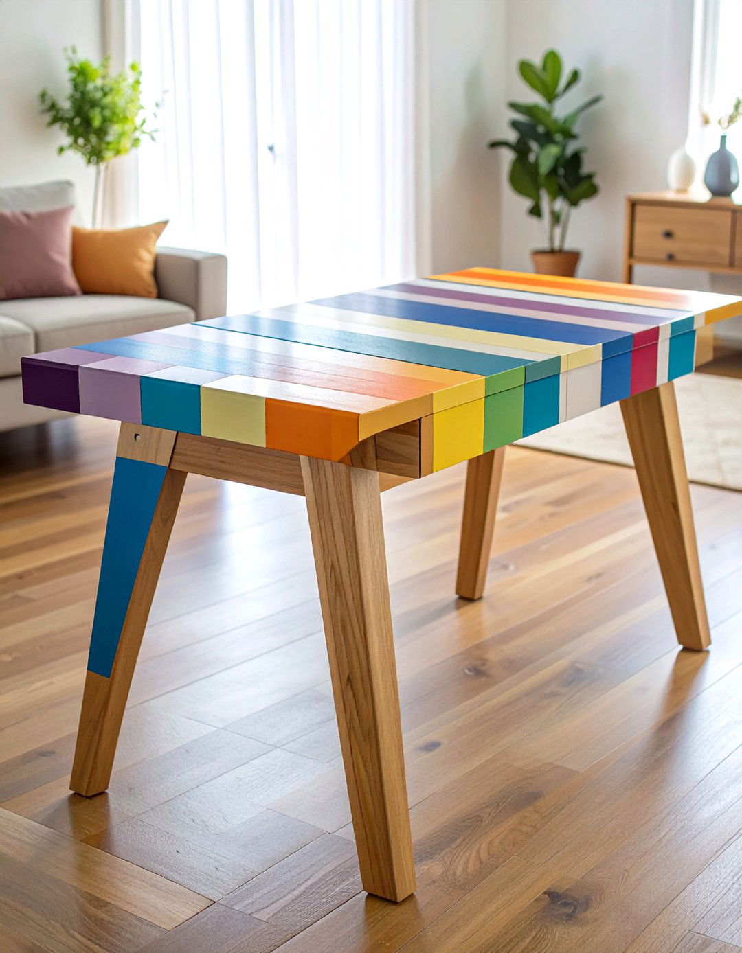 Painted Furniture Console Table with Bold Stripes - 25 painted furniture ideas