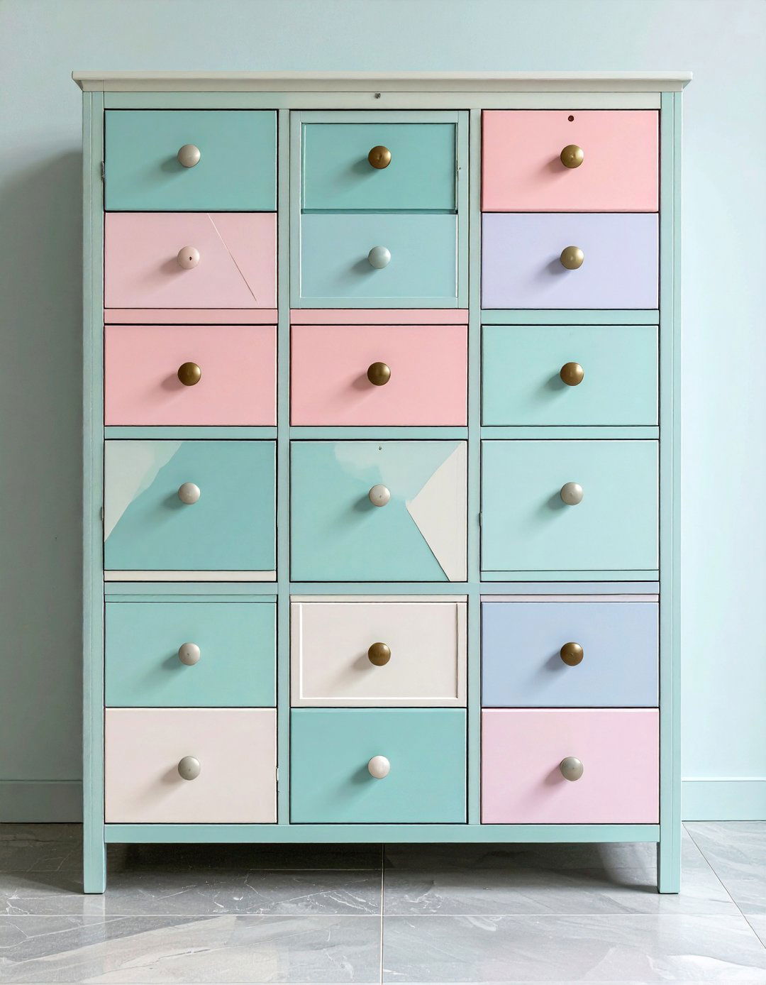 Painted Furniture Filing Cabinet in Pastel Geometric Styles - 25 painted furniture ideas