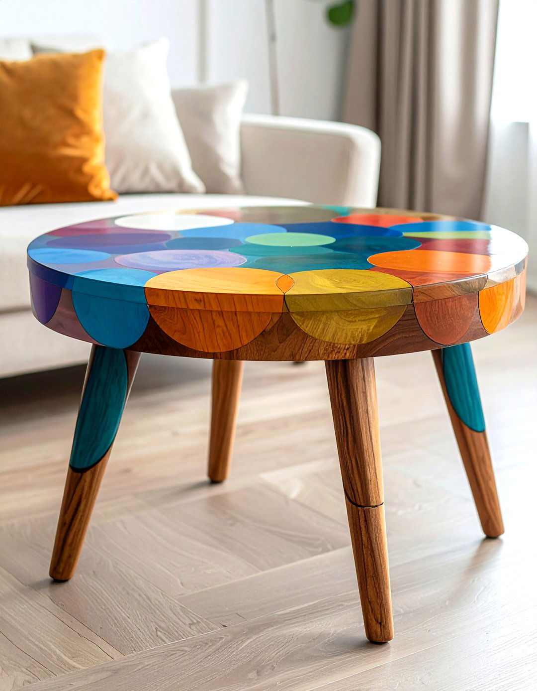 Painted Furniture Side Table in Overlapping Circles - 25 painted furniture ideas