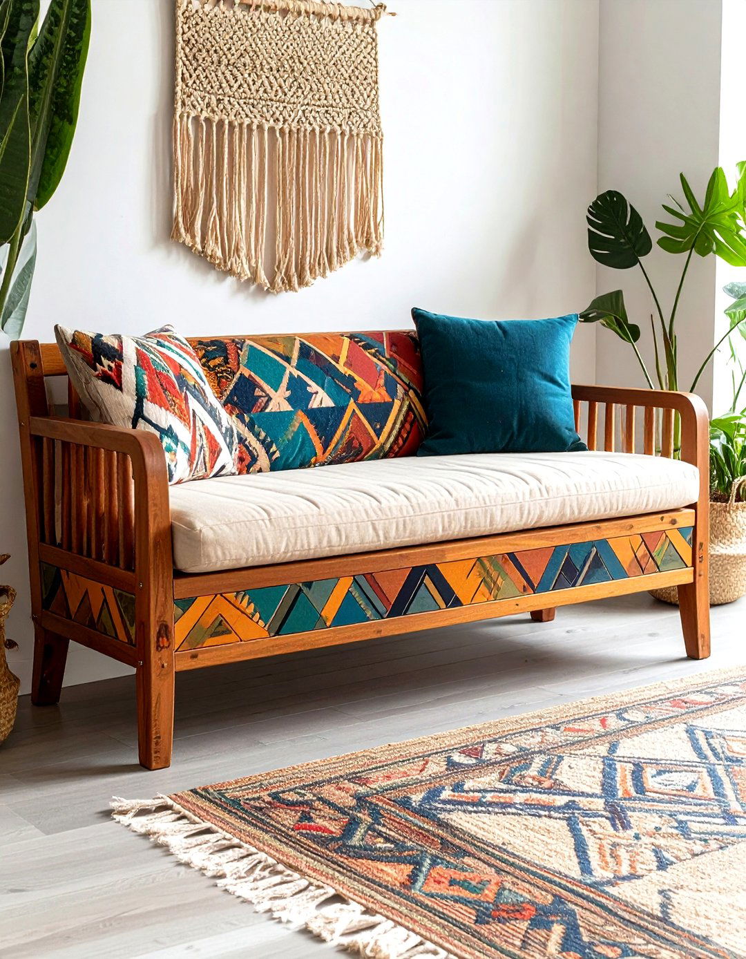 Painted Furniture Storage Bench with Tribal Accents - 25 painted furniture ideas