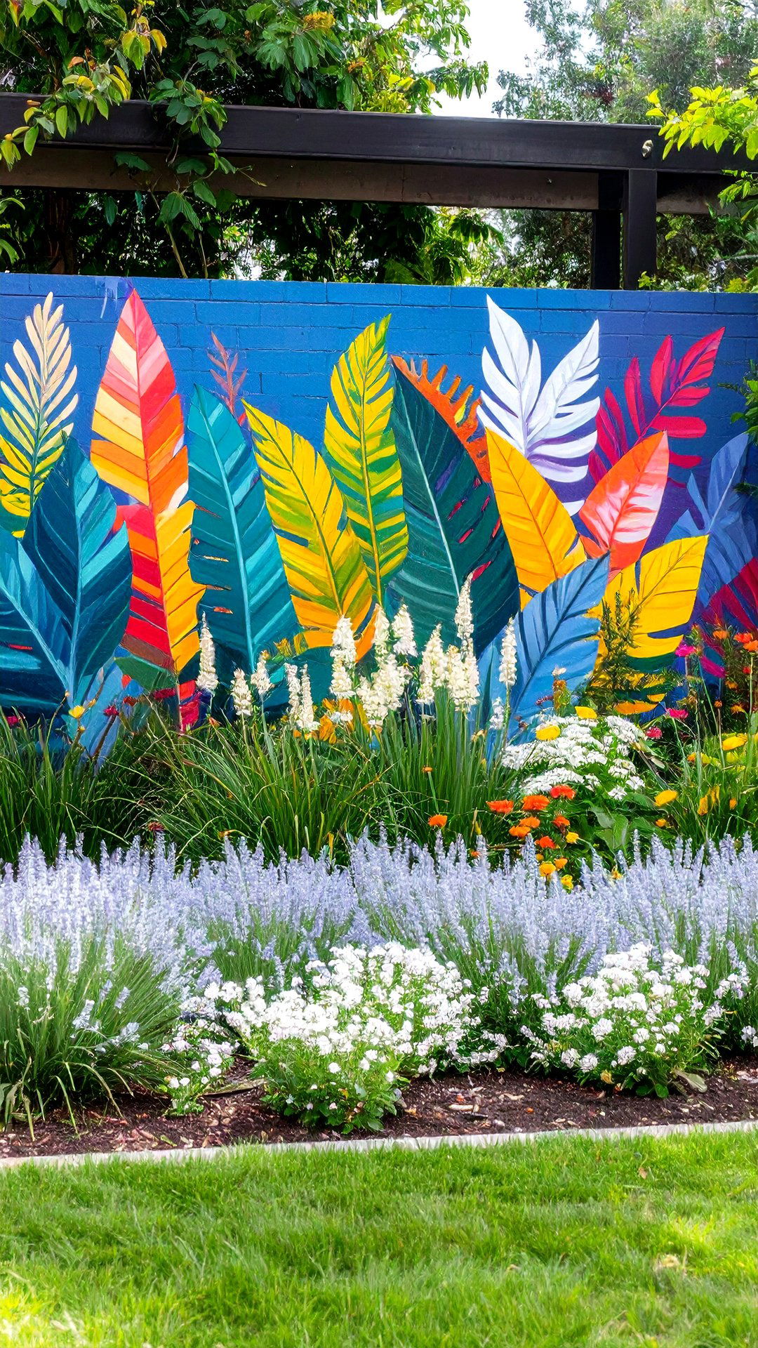 Painted Mural Garden Wall as Outdoor Art - 25 garden wall ideas