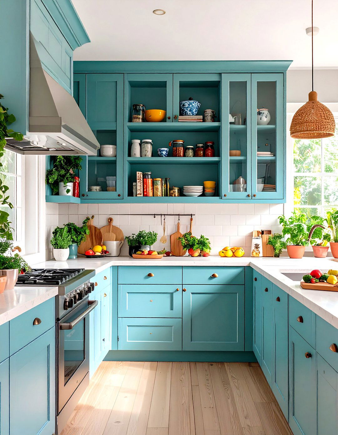 Painted Open Cabinetry - 25 painting kitchen cabinet ideas
