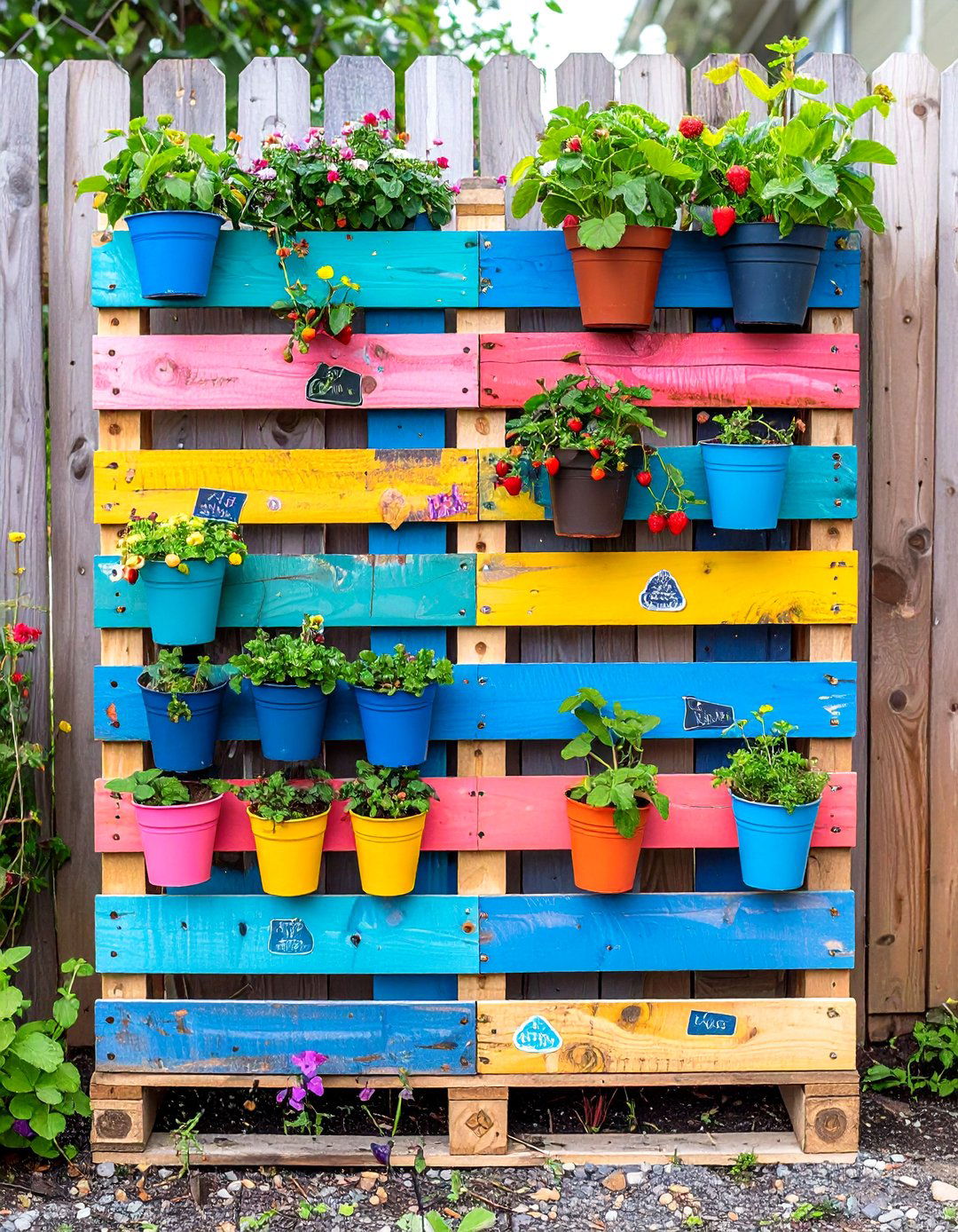 Painted Pallet Vertical Wall - 25 nursery garden ideas