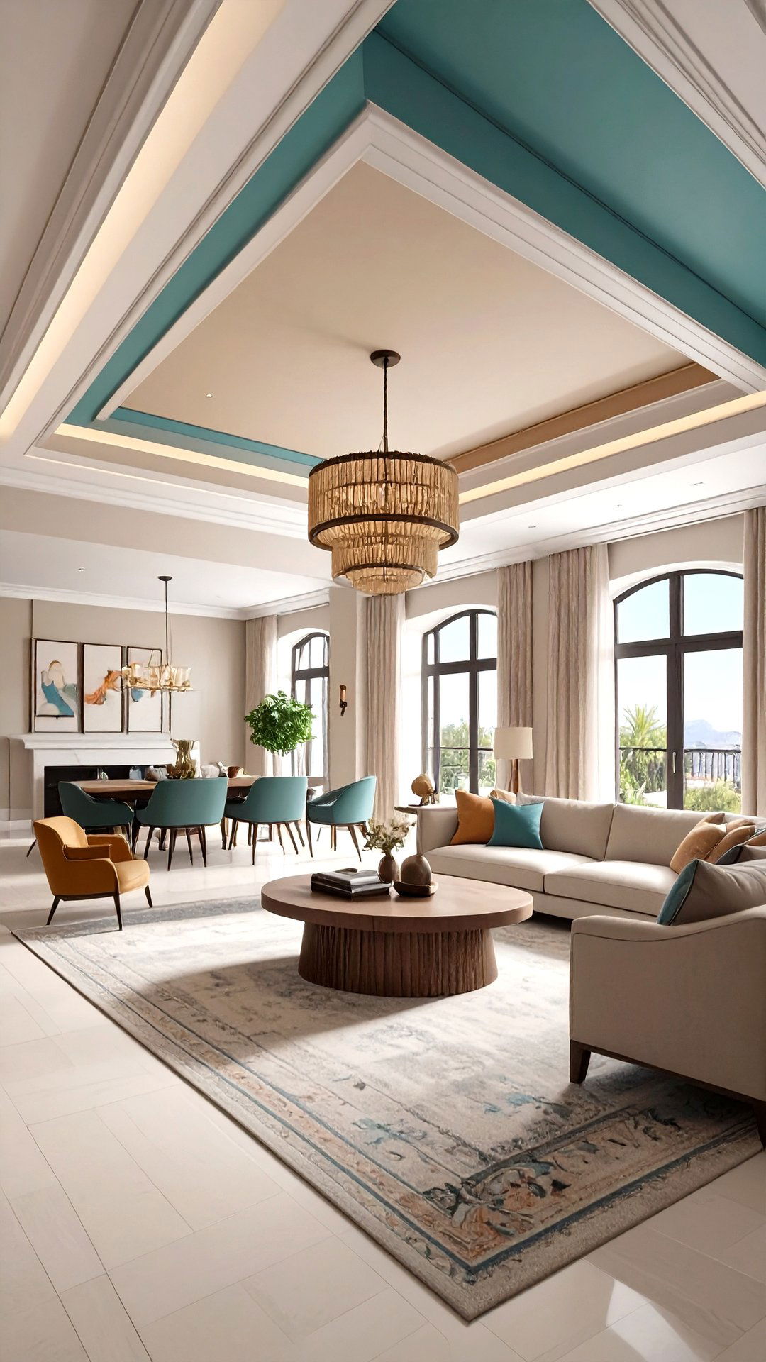Painted Trim Accent Ceiling Highlights Architecture - 25 accent ceiling ideas