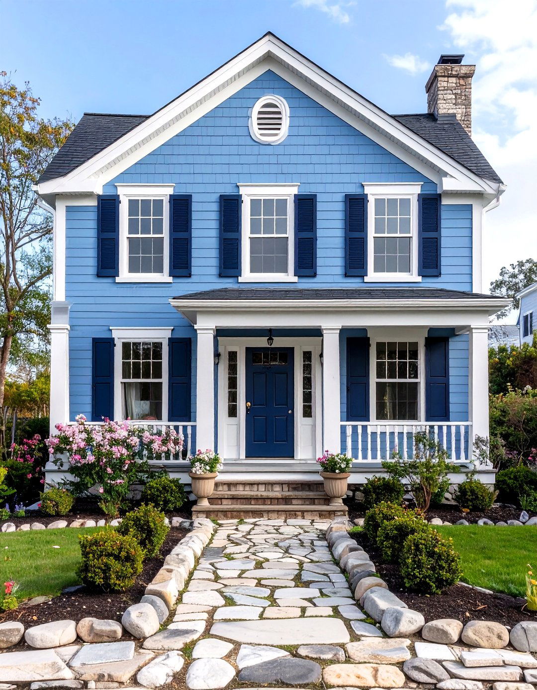 Pale Blue Painted Brick House - 25 painted brick houses