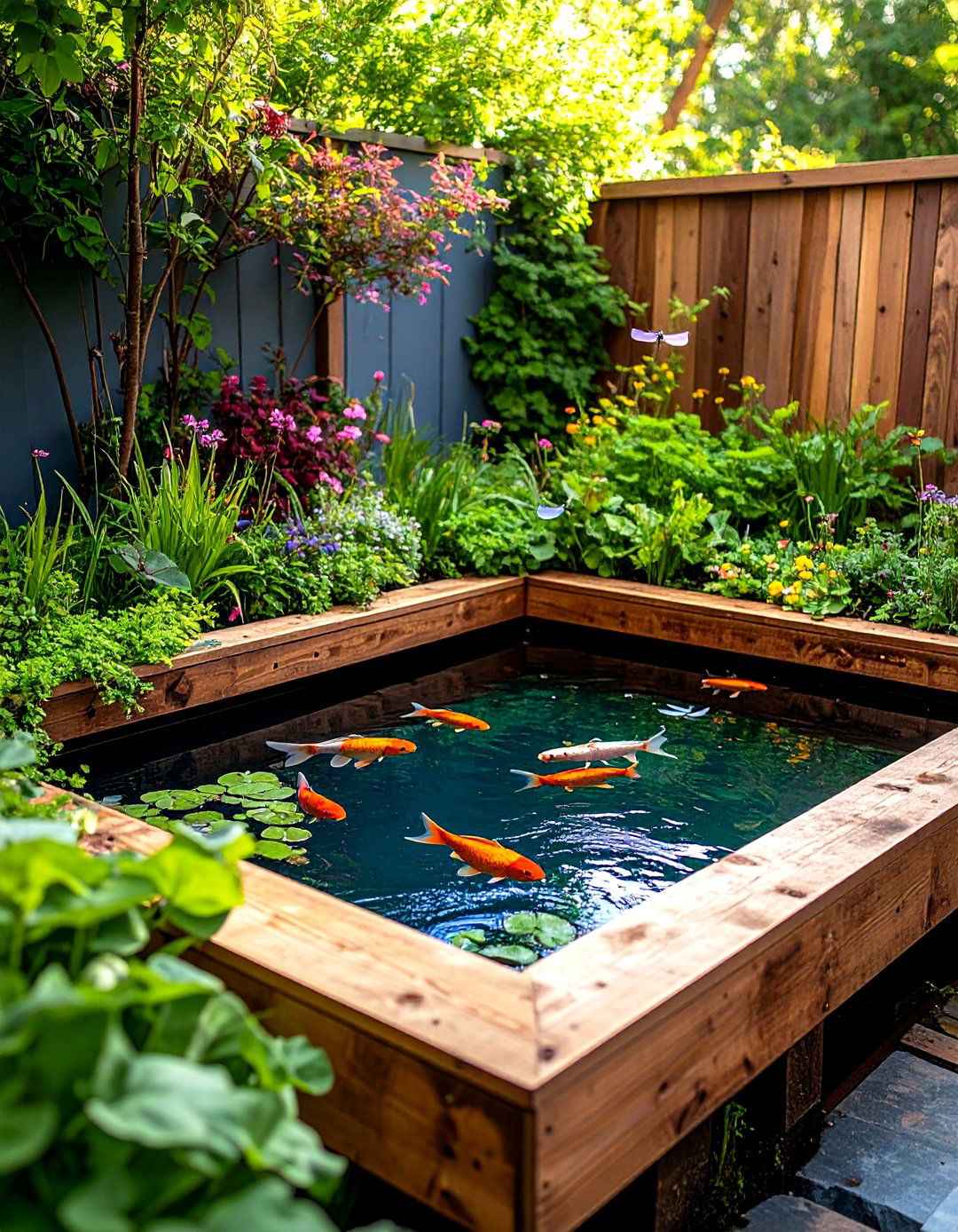 Pallet Framed Pond Corner - 25 pallet garden ideas