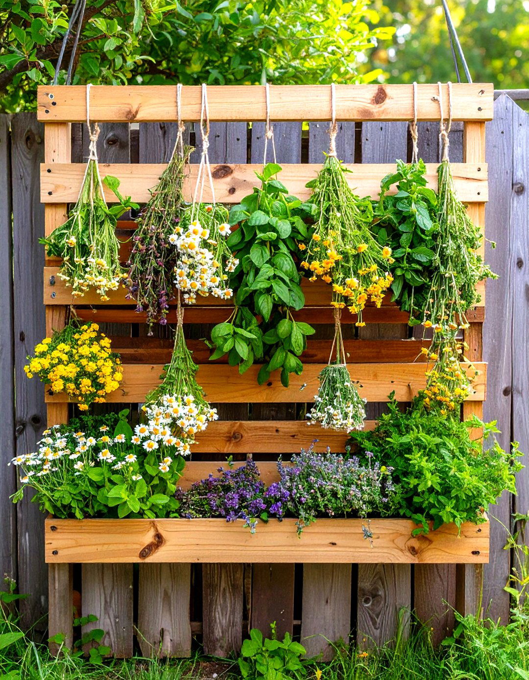 Pallet Tea and Herb Drying Rack - 25 pallet garden ideas