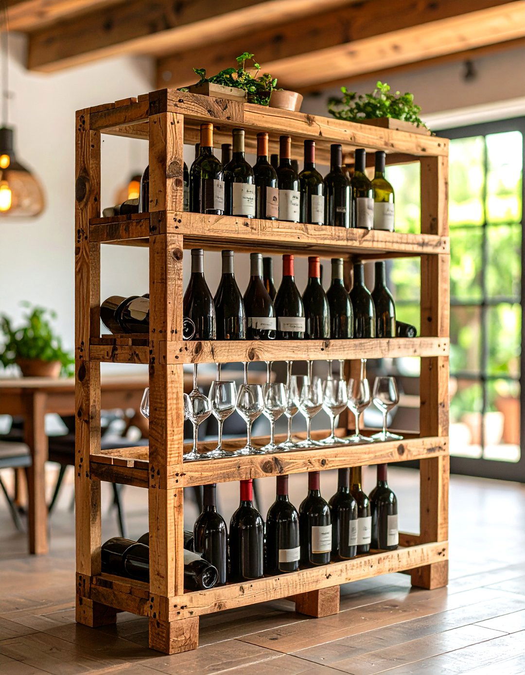 Pallet Wine Rack and Glass Holder - 25 pallet furniture ideas