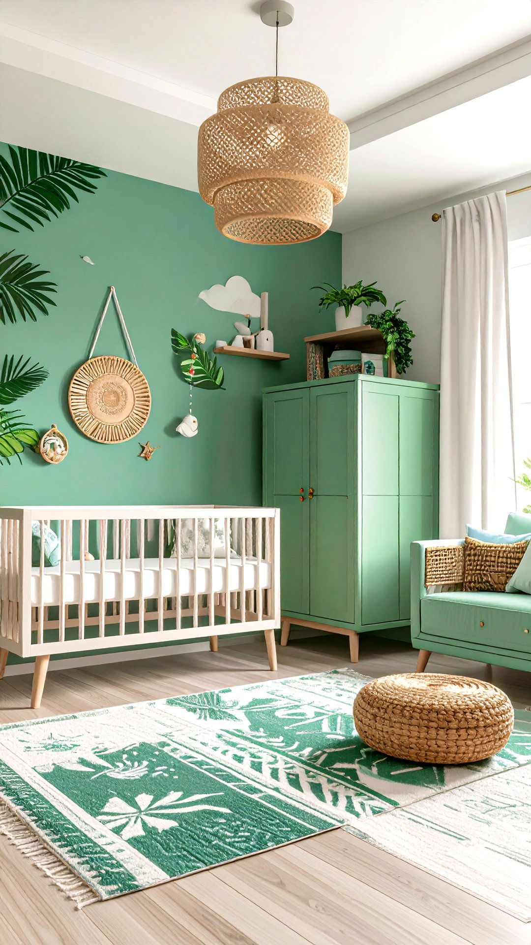 Palm Leaf Print Green Nursery Vibe - 25 green nursery ideas