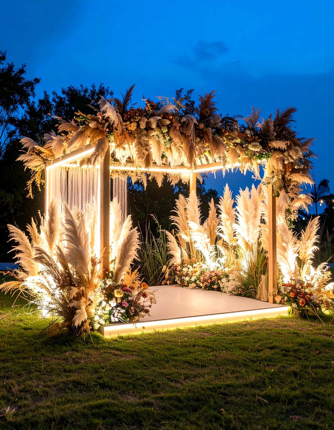 Pampas Framed Photo Booth - 25 pampas grass wedding decor ideas