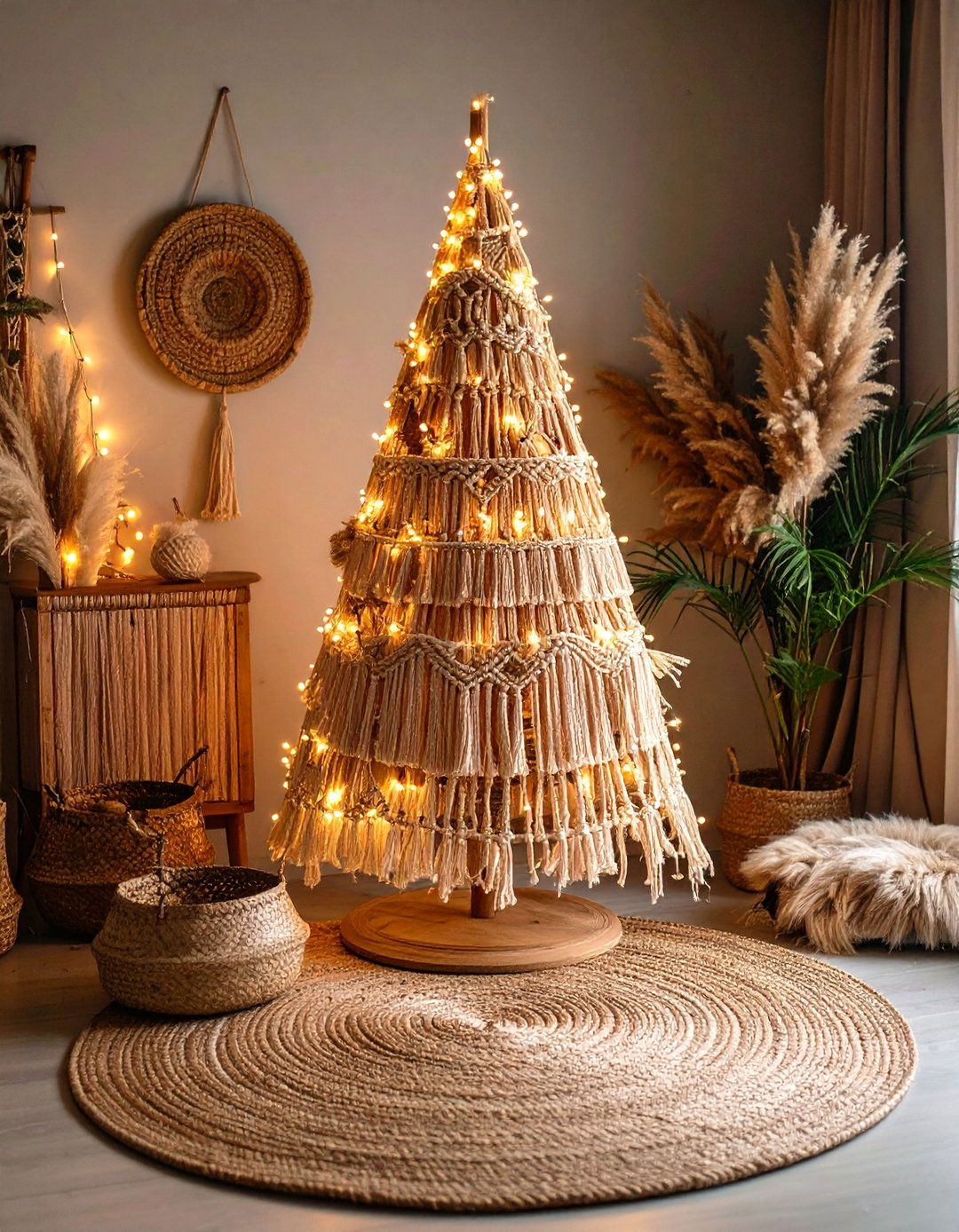 Pampas Grass Christmas Tree for Boho Holiday Magic - 25 pampas grass decor ideas