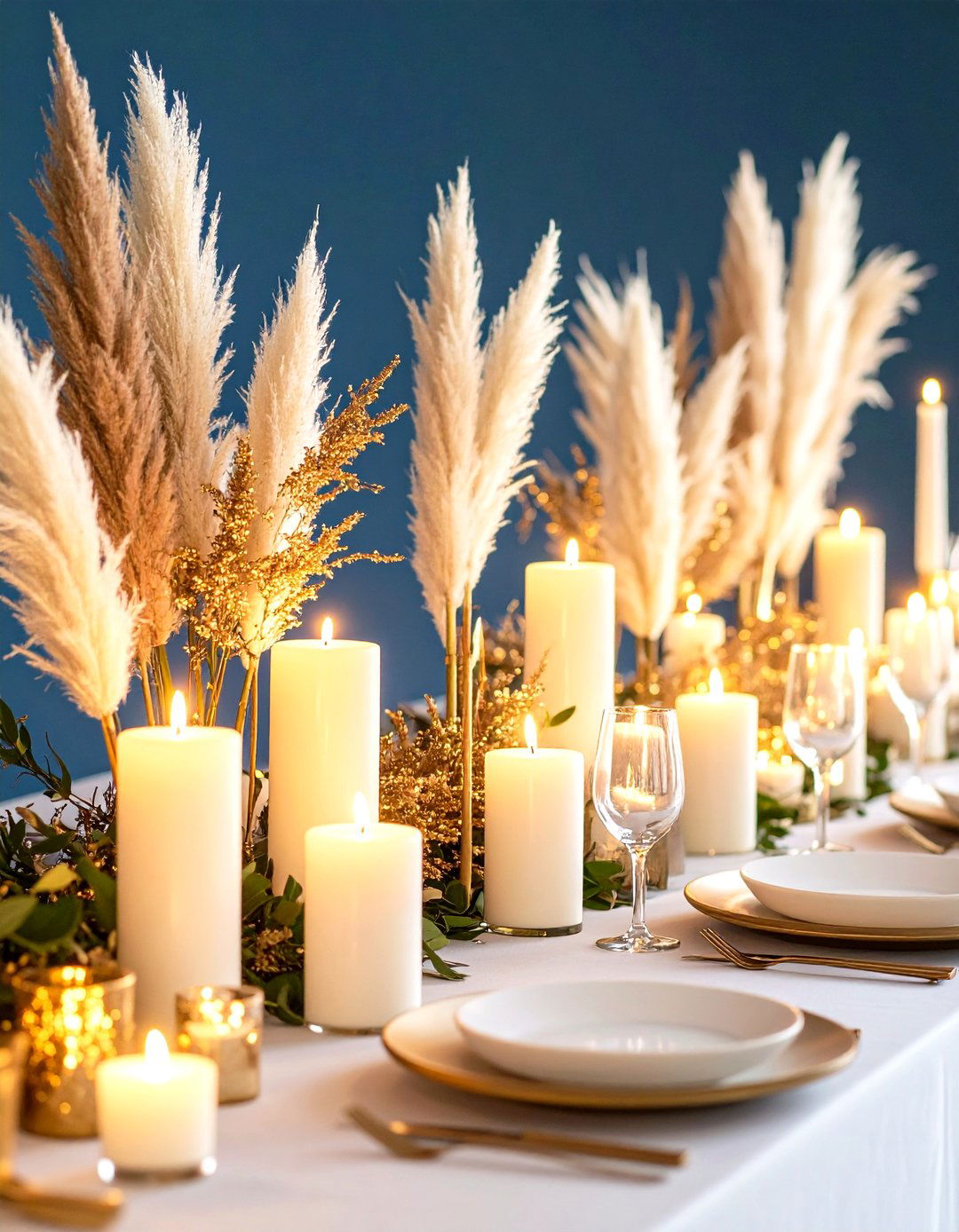 Pampas Table Runner Centerpieces - 25 pampas grass wedding decor ideas