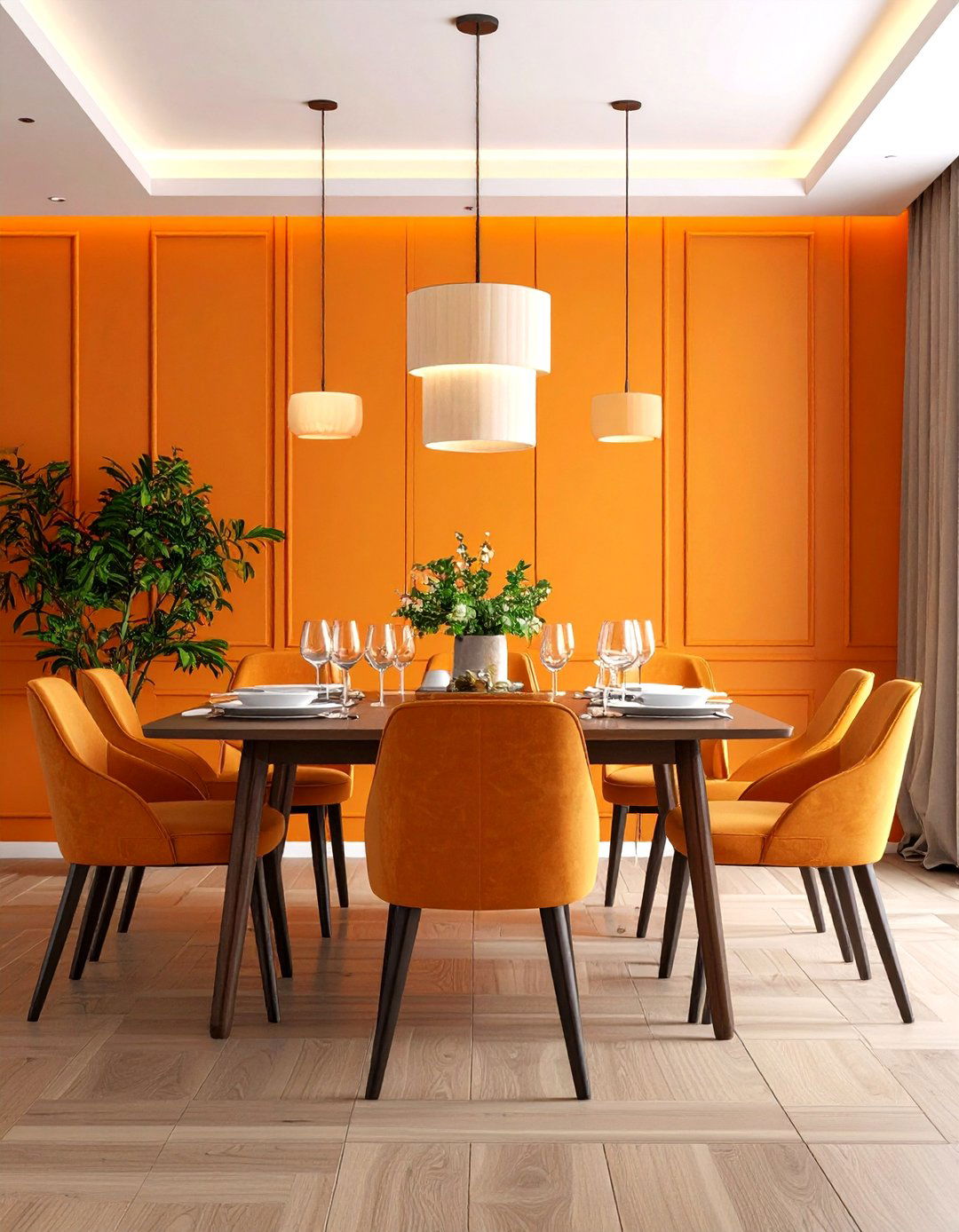 Paneled Orange Accent Wall - 25 orange accent wall ideas