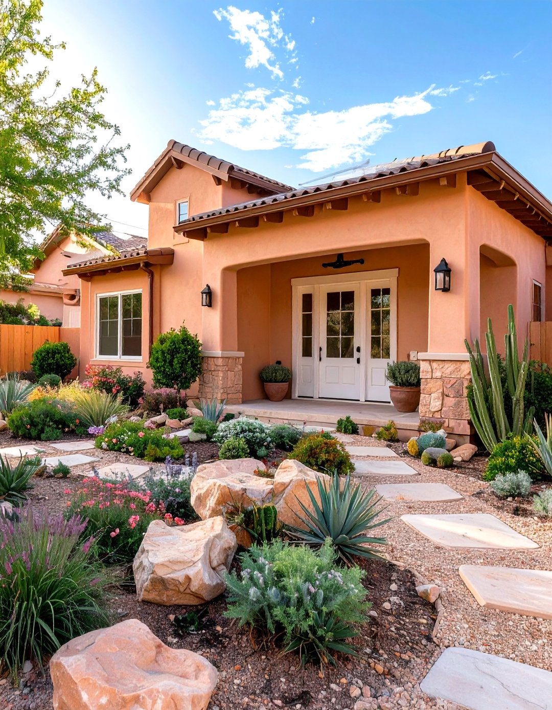 Pastel Peach Softens Harsh Sunlight - 25 exterior house colors & inspiration