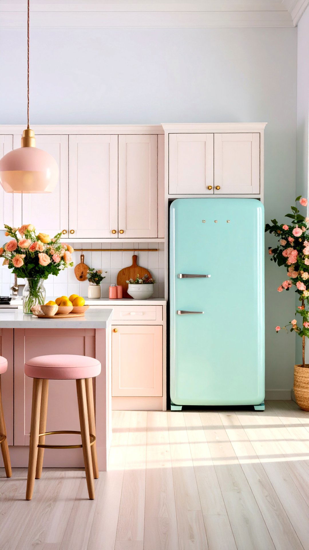 Pastel Twist on Classic Coastal Hues - 25 coastal kitchen ideas