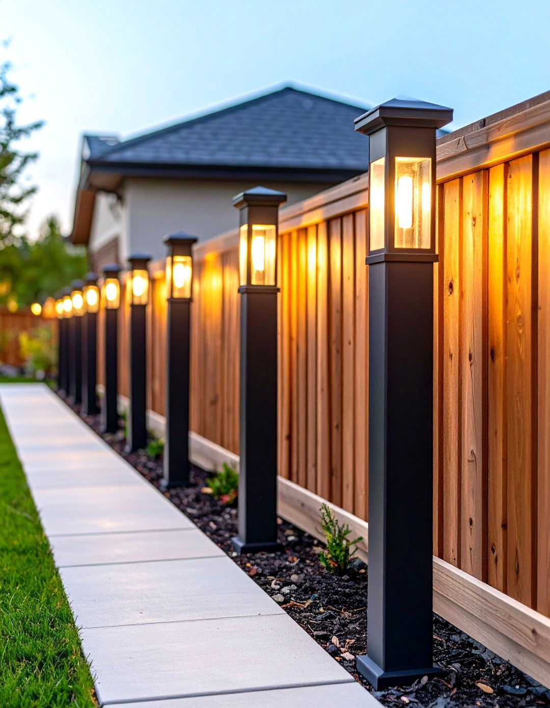Pathway Bollard Fence Lighting to Guide Guests - 25 fence lighting ideas