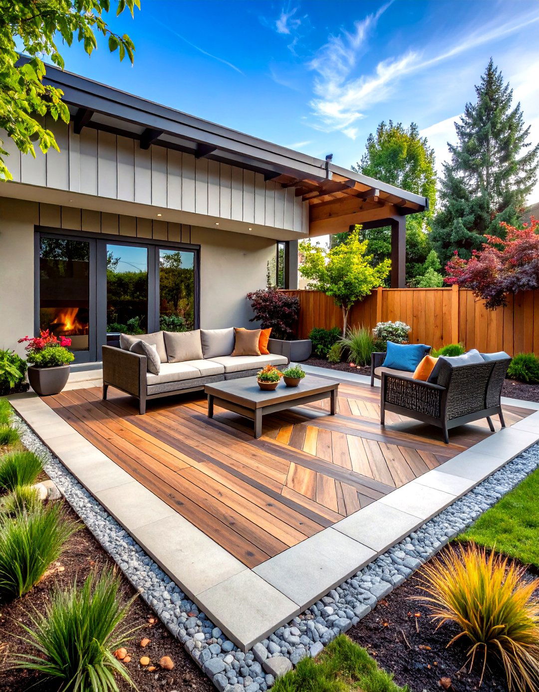 Patio Deck Hybrid With Stamped Concrete Flair - 25 patio deck ideas